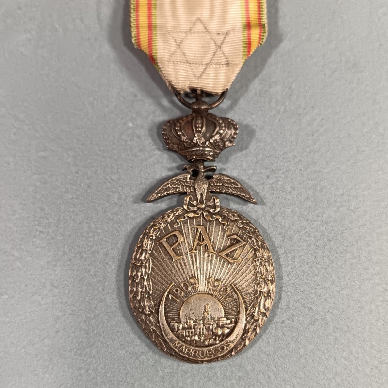 ESPAGNE MAROC MEDAILLE DE LA PAZ 1909 1927 LA PAIX AU MAROC GUERRE DU RIF MARRUECOS MINIATURE MEDAL